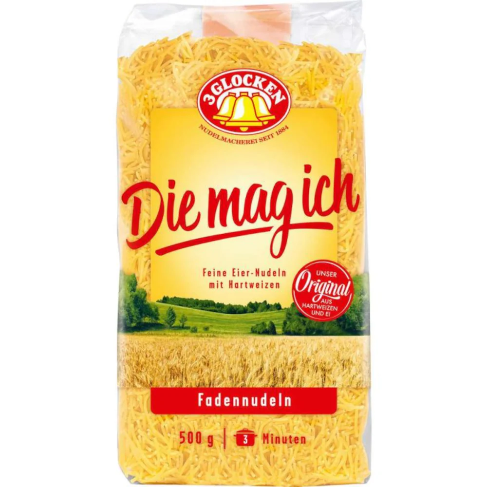 3 GLOCKEN Nudeln, Die mag ich Fadennudeln 500g / 17.63oz