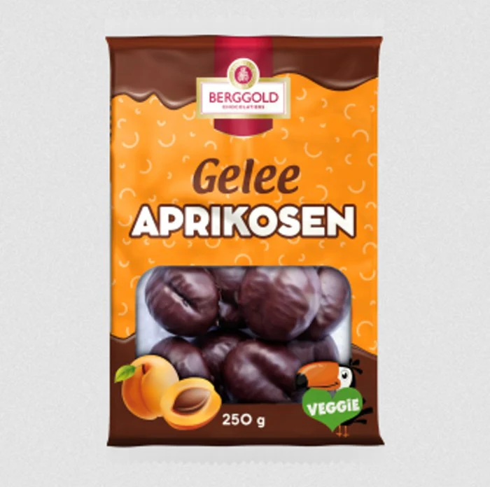 Berggold Gelee Aprikosen mit Zartbitterschokolade 250g / 8.81oz
