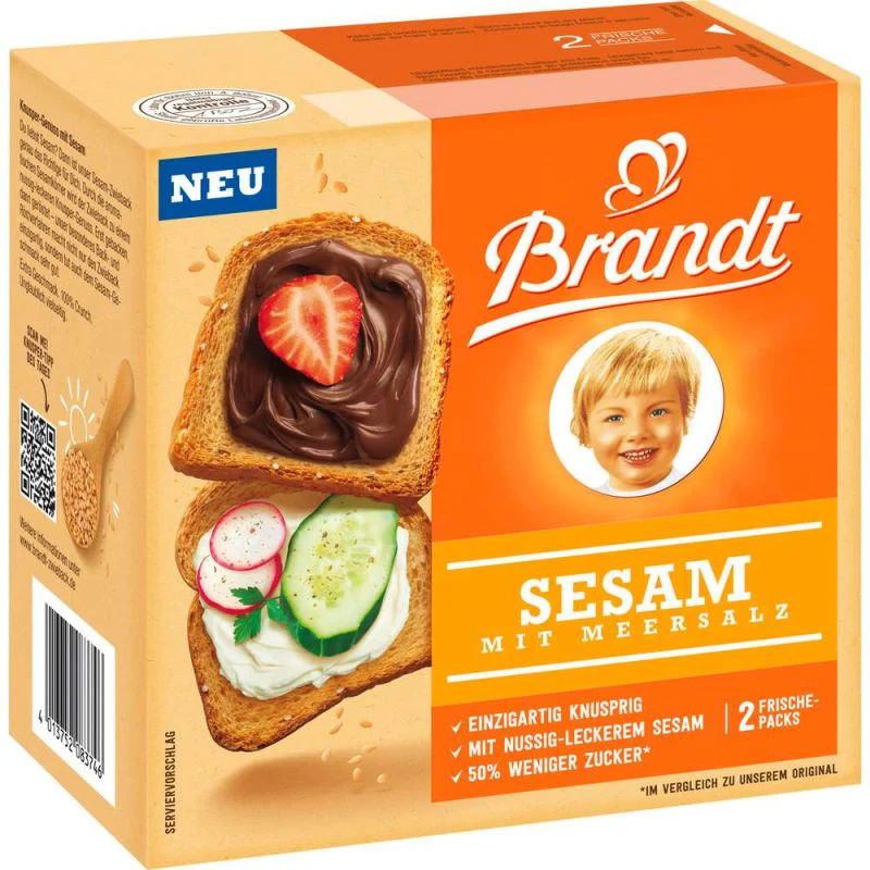 Brandt Zwieback Sesam mit Meersalz 200g / 7.05oz