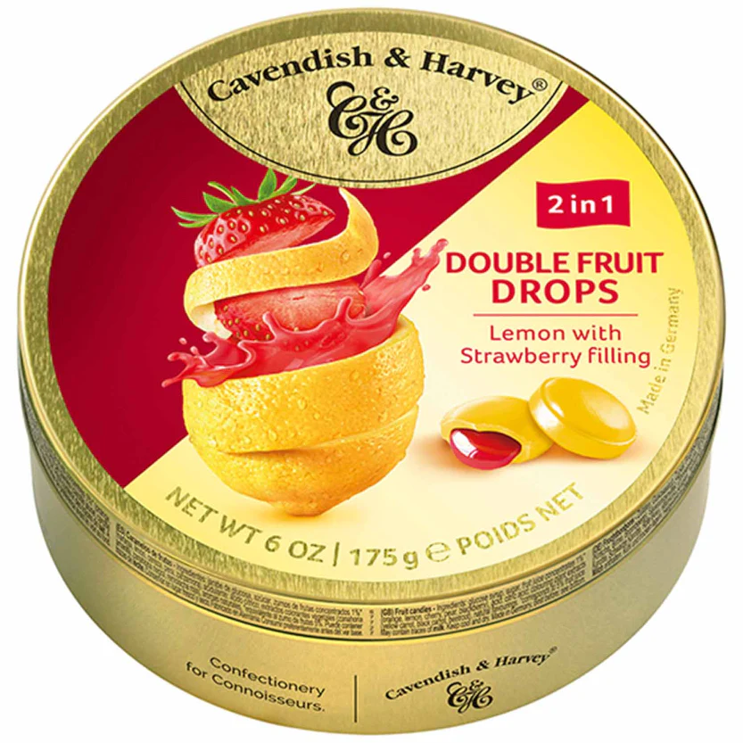 Cavendish & Harvey Double Fruit Drops Lemon with Strawberry Filling 175g / 6.17oz