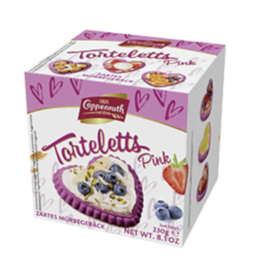 Coppenrath Zarte Mürbe-Torteletts Herzen Pink 8 Stück 230g / 8.11 oz