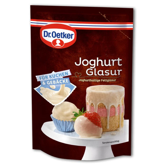 Dr. Oetker Joghurt Glasur zum Dekorieren von Kuchen und GebÀck 150g