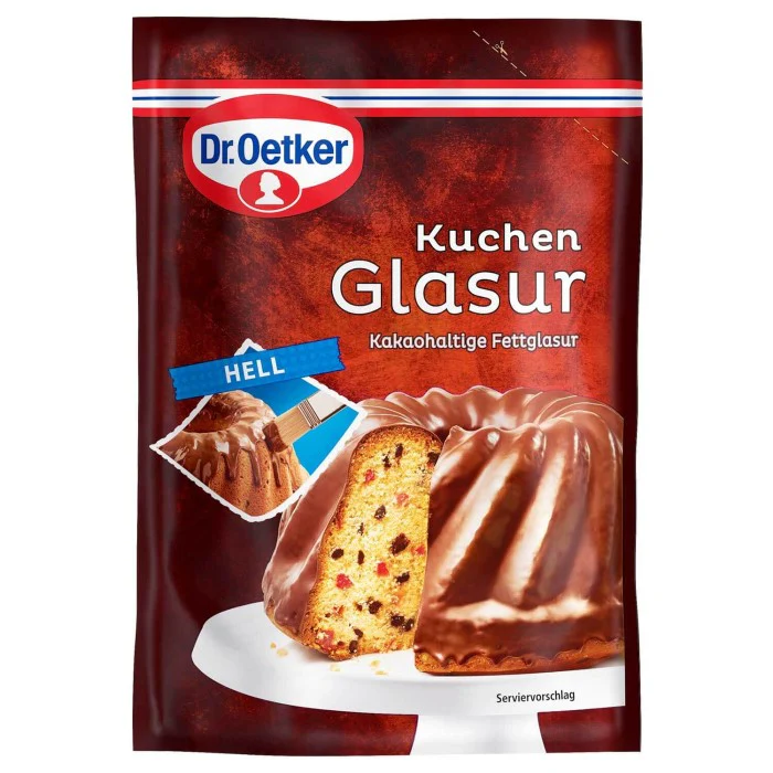 Dr. Oetker Kuchen Glasur Hell zum Dekorieren von Kuchen und GebÀck 150g