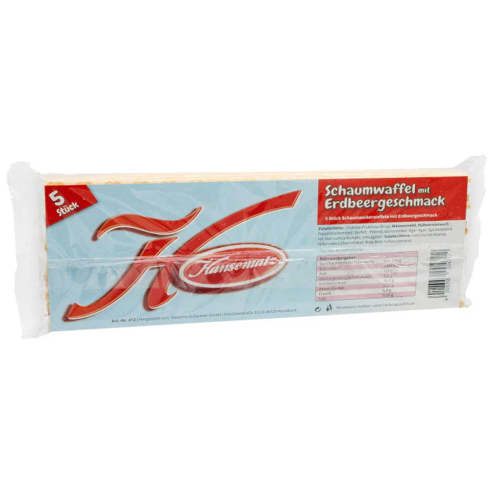 Hansematz Schaumwaffeln mit Erdbeergeschmack 5 Stück 65g / 2.29oz - Image 2