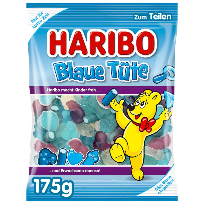 HARIBO Blaue Tüte Fruchtgummi und Schaumzucker 175g