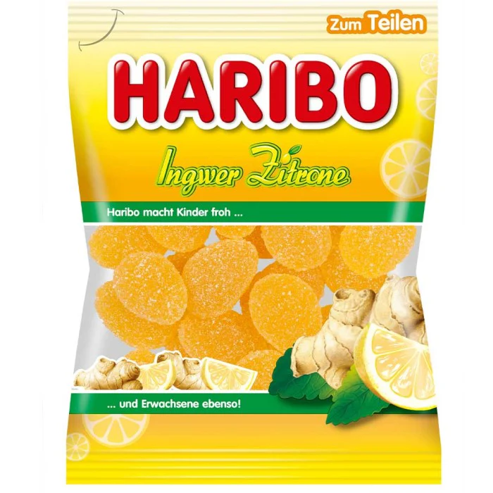HARIBO Inwer Zitrone scharfe kandierte Fruchtgummies 160g