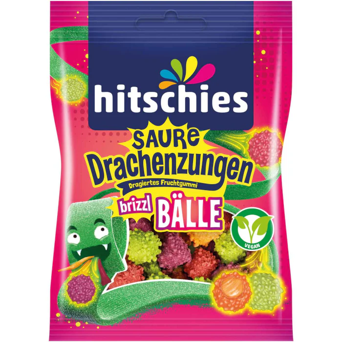 hitschies Saure Drachenzungen bizzl Bälle vegan 100g / 3.52oz