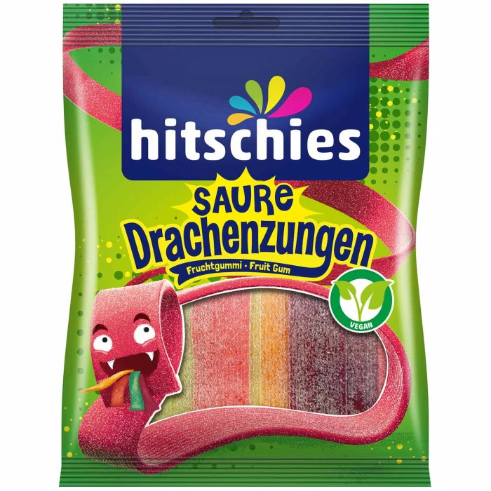 hitschies Saure Drachenzungen Fruchtgummi Vegan 125g / 4.4 oz