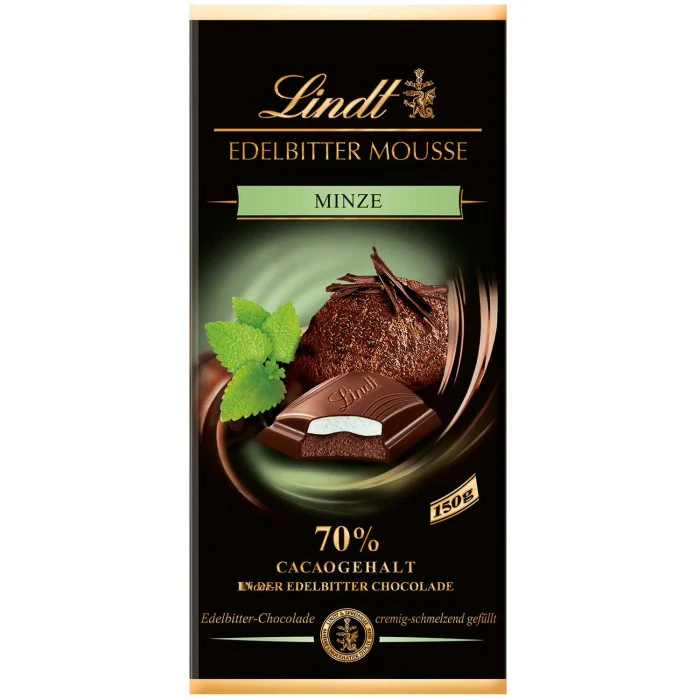 Lindt Edelbitter Mousse Minze Schokolade Tafel 150g / 5.29oz