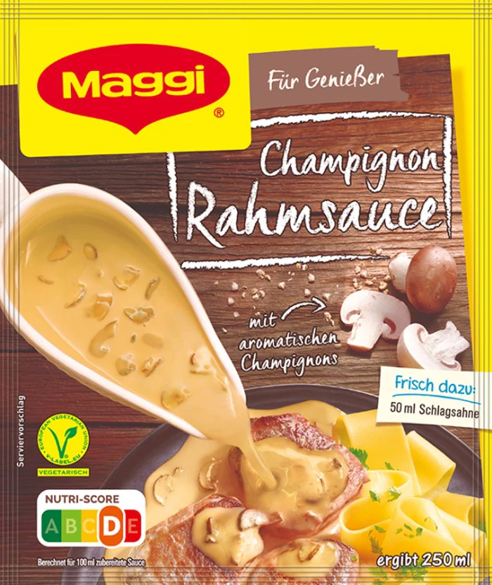 Maggi FĂĽr GenieĂźer Champignon Rahm Sauce ergibt 250ml / 8.45 fl.oz.