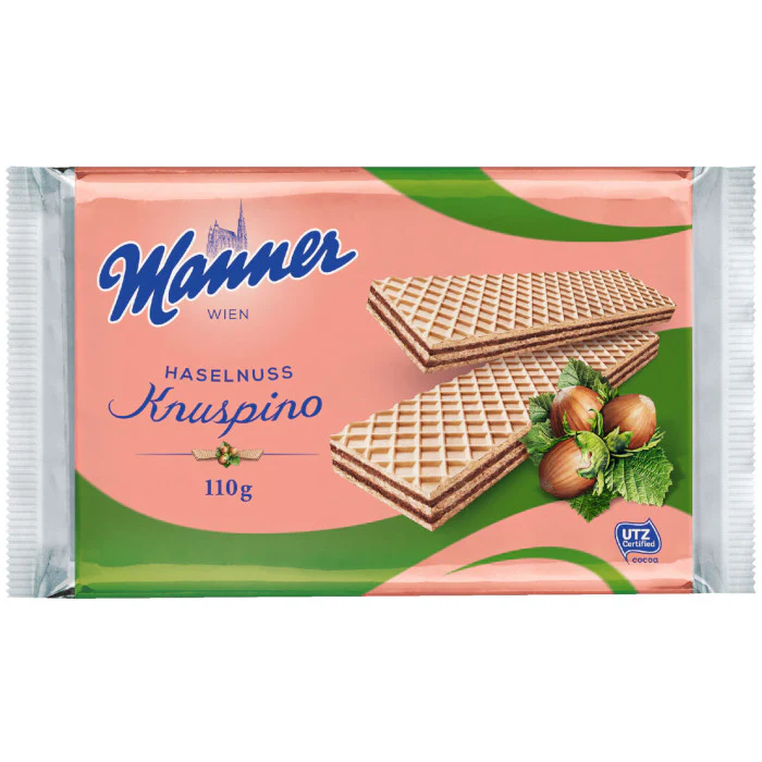 Manner Knuspino Haselnuss veganes Waffelgebäck 110g / 3.88oz