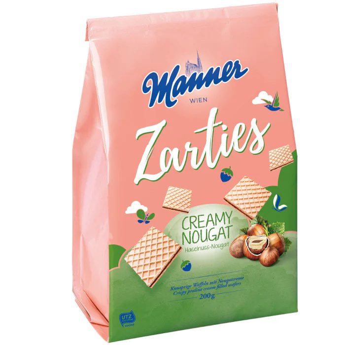 Manner Zarties Creamy Nougat WaffelgebÀck 200g / 7.05oz