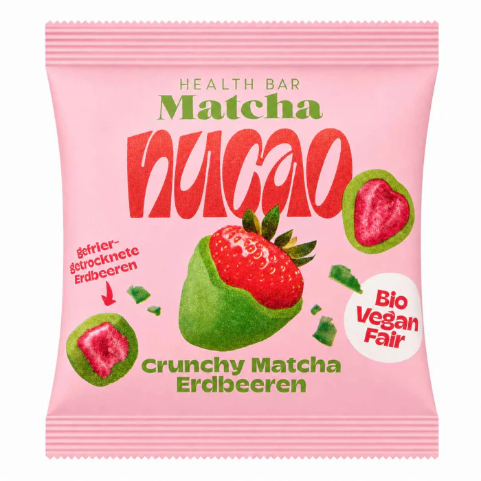 nucao Schokofrüchte Crunchy Matcha Erdbeeren Bio, Vegan 50g / 1.76oz