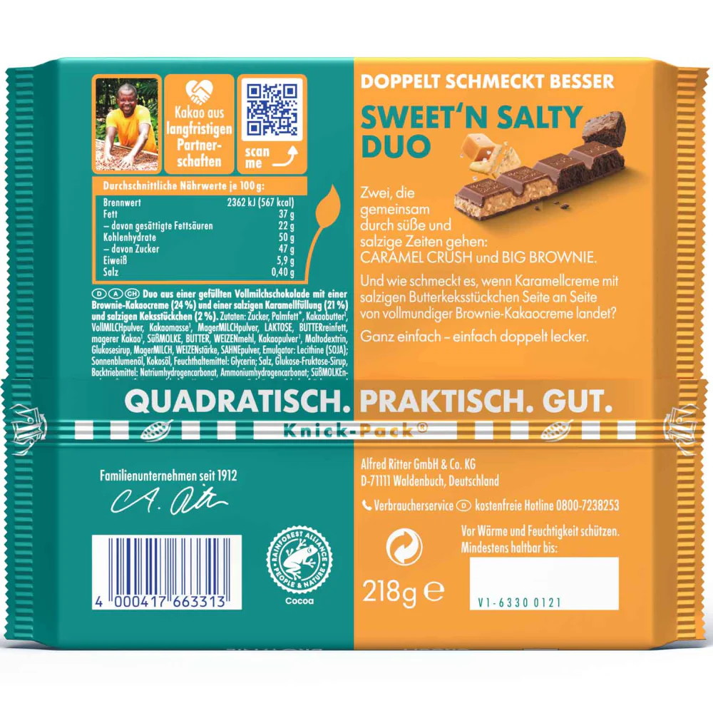 Ritter Sport Schokolade Sweet'n Salty Duo 218g / 7.68oz - Image 2