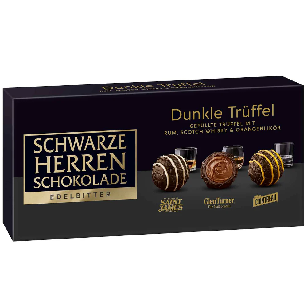 Schwarze Herren Schokolade Edelbitter Dunkle Trüffel 125g / 4.41oz