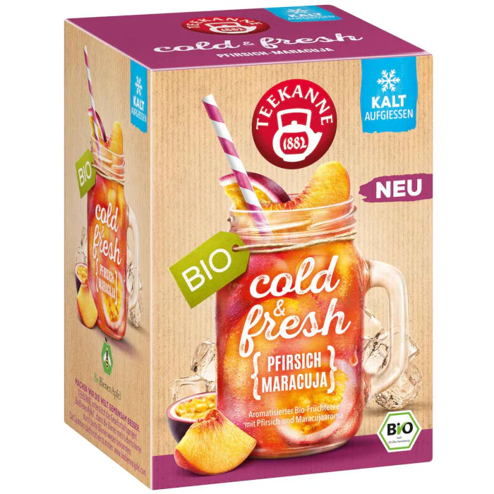 Teekanne cold & fresh Pfirsich Maracuja Biotee 15 Teebeutel