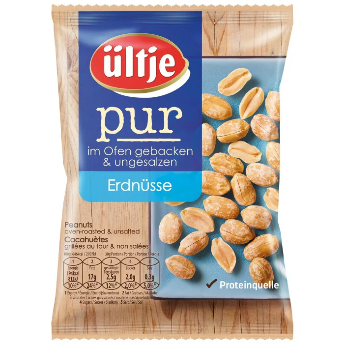 ültje pur Erdnüsse im Ofen gebacken & ungesalzen 200g / 7oz