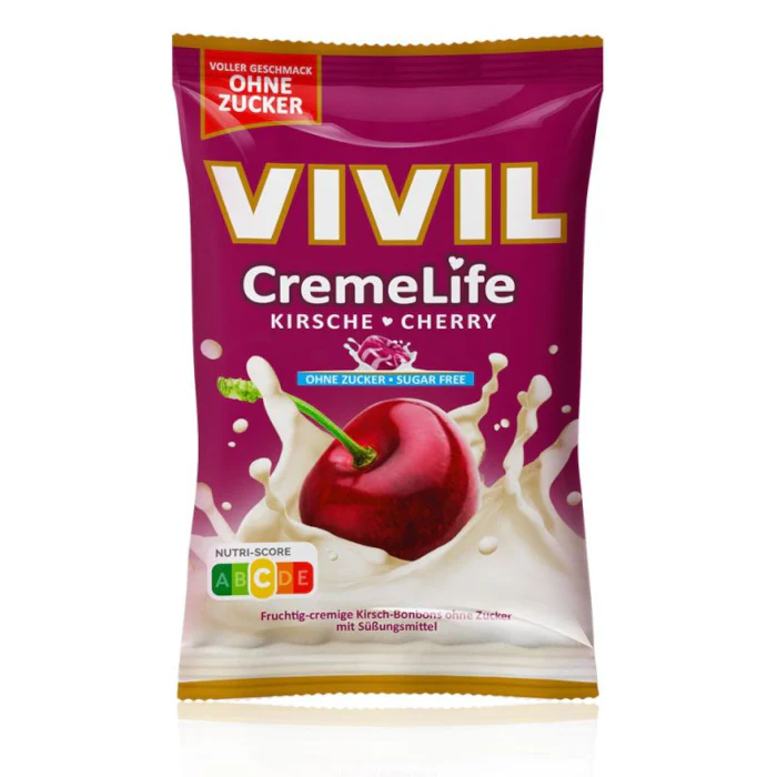 VIVIL Creme Life Bonbons Kirsche ohne Zucker 90g / 3.17oz