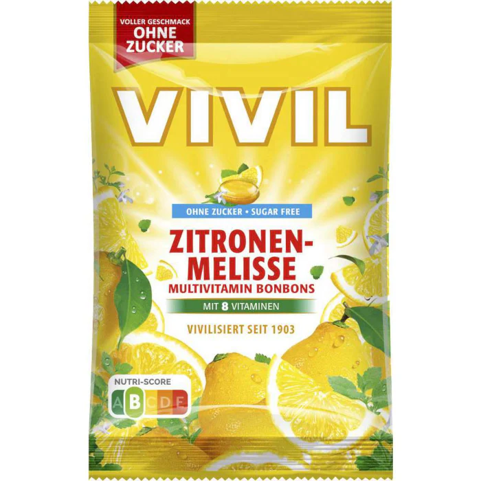 VIVIL Zitronen-Melisse Multivitamin Bonbons ohne Zucker 120g / 4.23oz