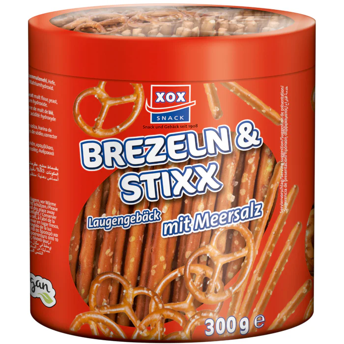 XOX Brezeln & Stixx LaugengebÀck mit Meersalz 300g / 10.58oz